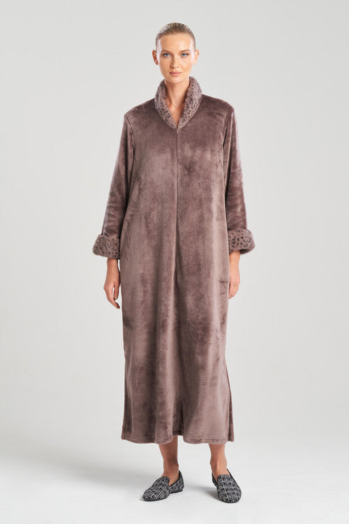 natori Plush Faux Lynx Lounger Truffle