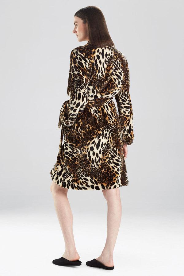 Natori Plush Leopard Cozy Robe Chestnut