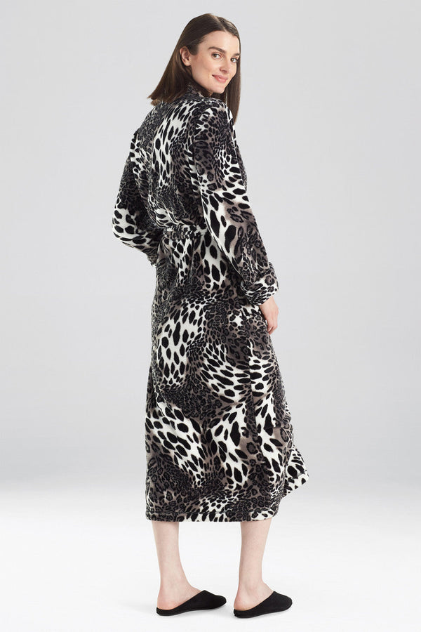 Natori Plush Leopard Robe Black