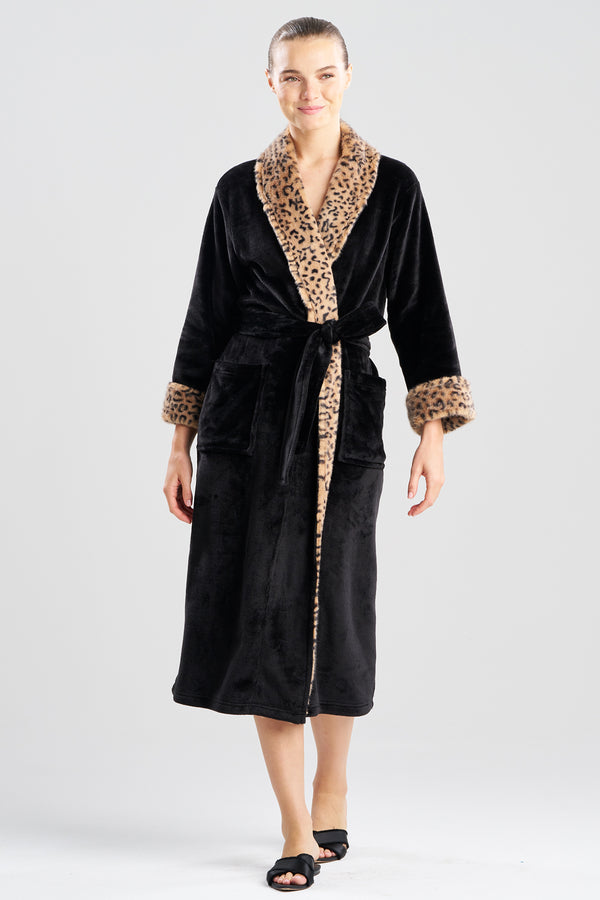 Natori Plush Lynx Robe Black