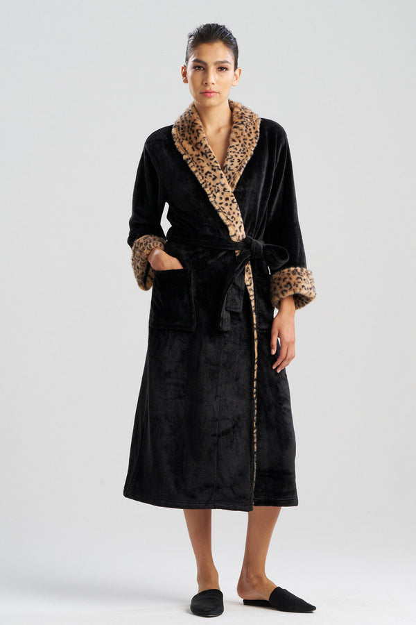 Natori Plush Lynx Robe Black