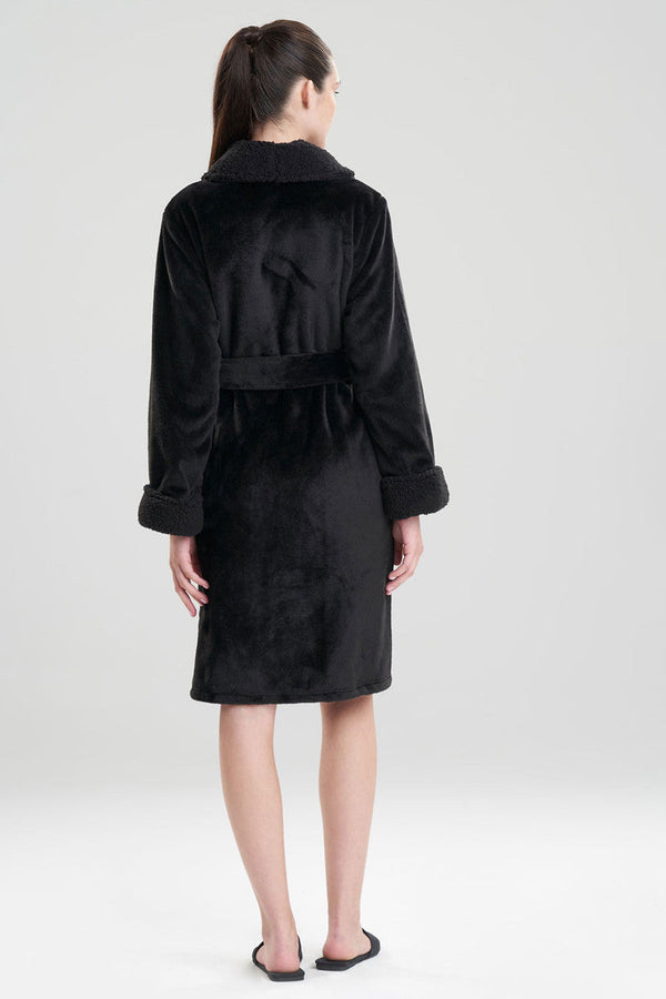 Natori Plush Sherpa Cozy Robe Black