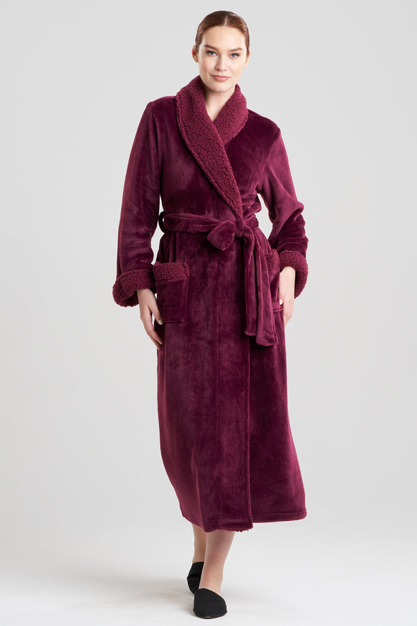 Natori Plush Sherpa Robe Cherry Lacquer