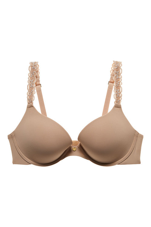 natori Pure Luxe Push-Up Underwire Bra Café