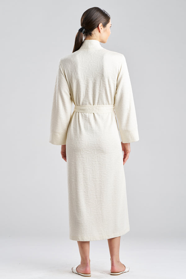 Natori Quilted Geo Knit Jacquard Robe White Opal