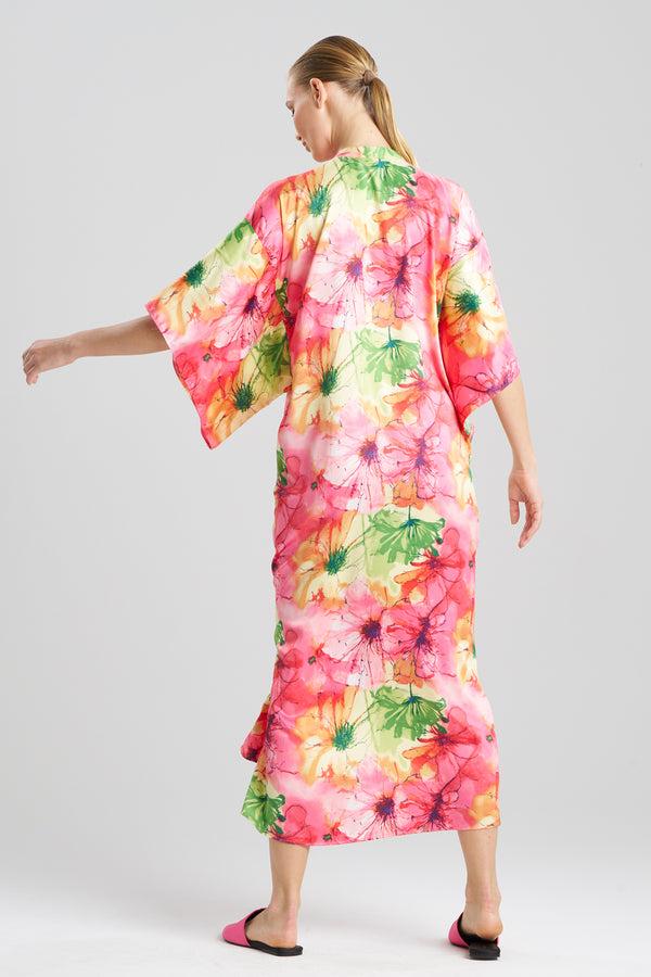 Natori Radiance Satin Mandarin Caftan Multi