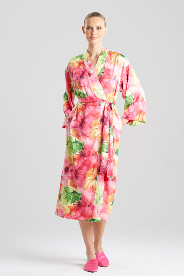 natori Radiance Satin Robe Multi