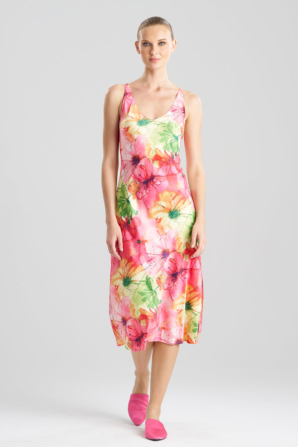 natori Radiance Satin Slip Dress Multi