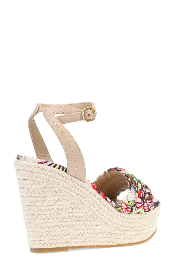 Natori Rae Tropical Braided Wedge Sandals Natural