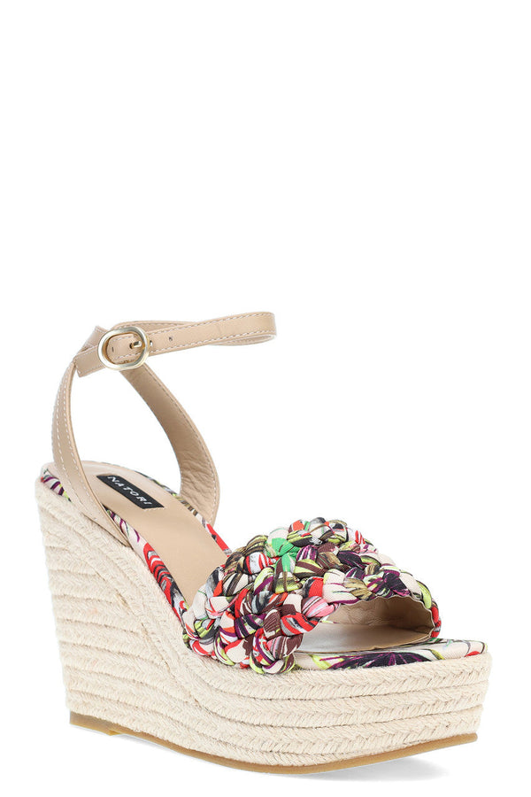 natori Rae Tropical Braided Wedge Sandals Natural
