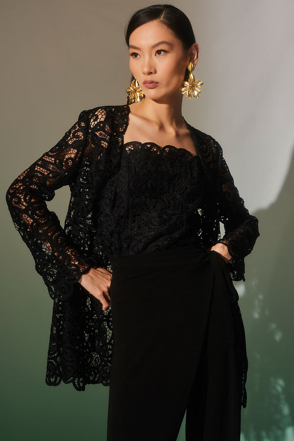 natori Raffia Lace Blazer Black