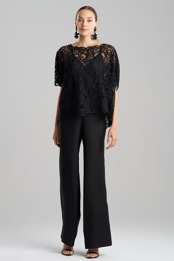 Natori Raffia Lace Caftan Top Black
