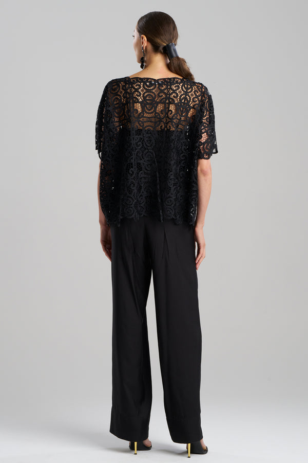 Natori Raffia Lace Caftan Top Black
