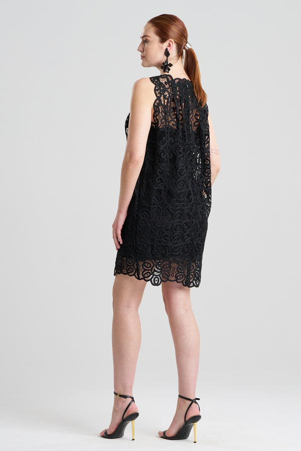 Natori Raffia Lace Shift Dress Black