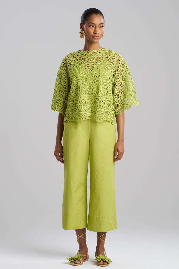 natori Raffia Lace T-Shirt Top Pear