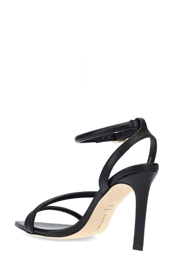 Natori Reiki Nappa Leather Ankle Strap Heel Black