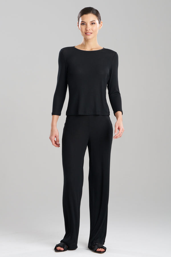 Natori Rib Essentials Long Sleeve PJ Black