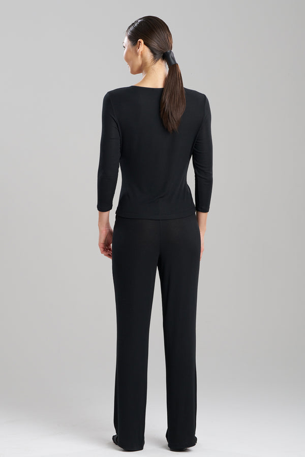 Natori Rib Essentials Long Sleeve PJ Black