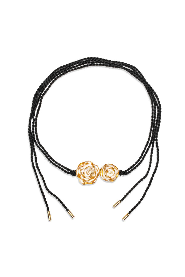 natori Rosette Gold Plated Pendant Rope Belt Gold