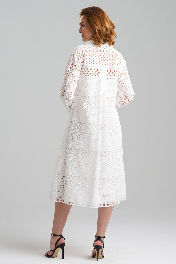 Natori Round Eyelet Oversized Shirtdress White