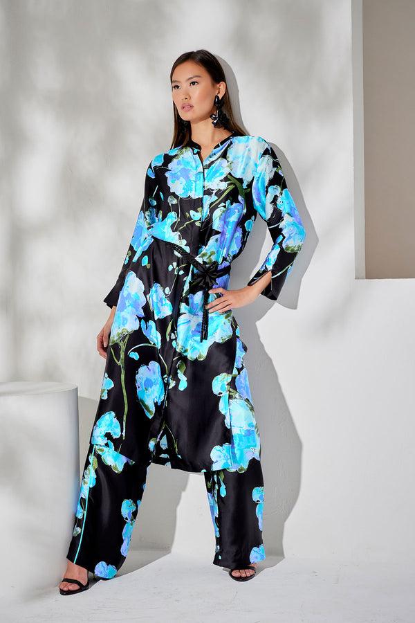 natori Sakura Matsuri Ao Dai Silk PJ Black