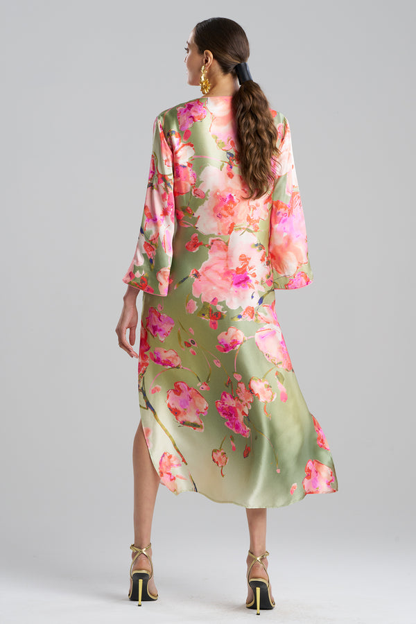 Natori Sakura Matsuri Silk Caftan Sage