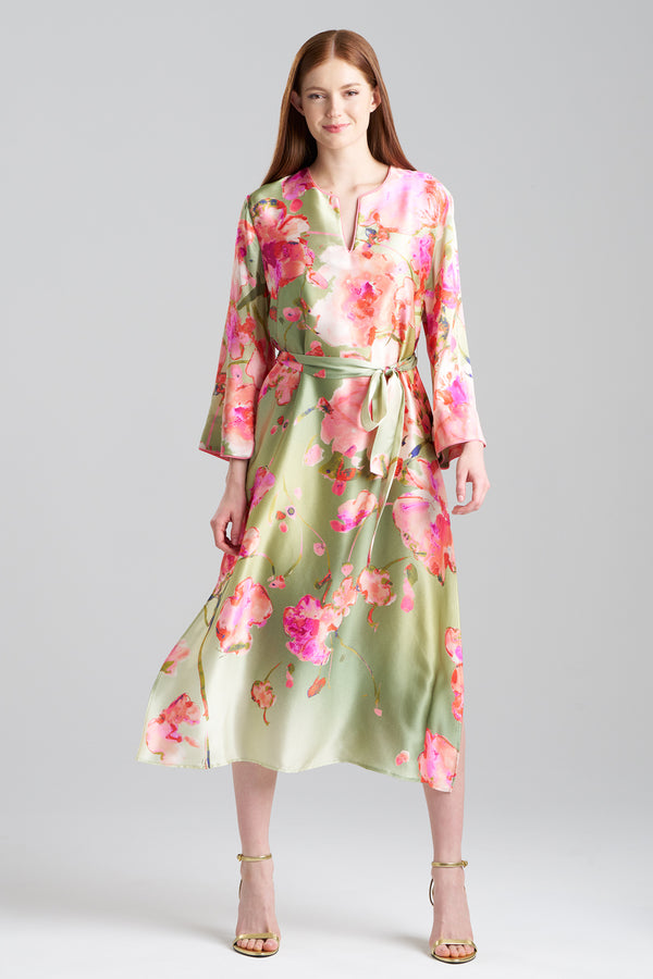 natori Sakura Matsuri Silk Caftan Sage