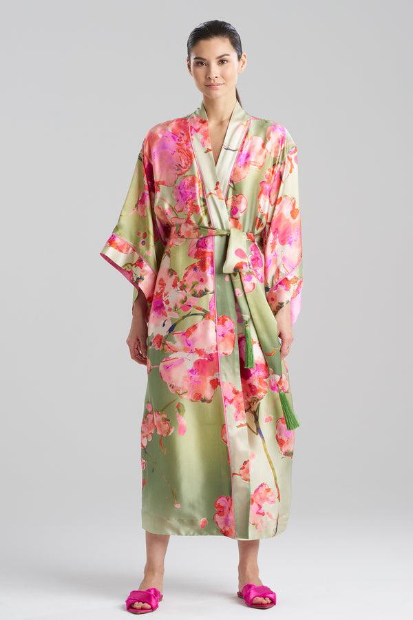 Natori Sakura Matsuri Silk Robe Sage