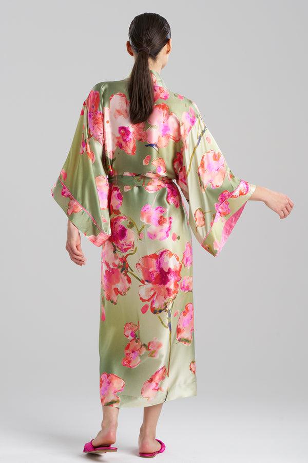 Natori Sakura Matsuri Silk Robe Sage