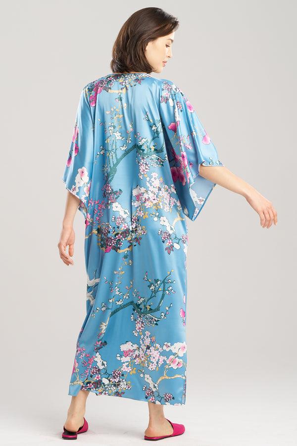 Natori Sakura Satin Caftan Blue