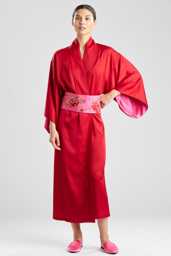 Natori Satin Essentials Kimono Brocade Red