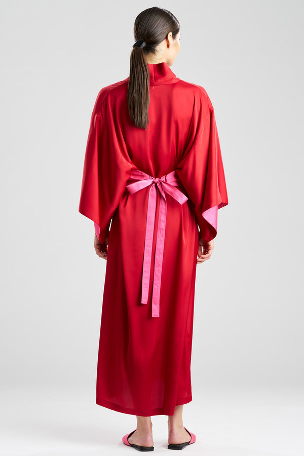 Natori Satin Essentials Kimono Brocade Red