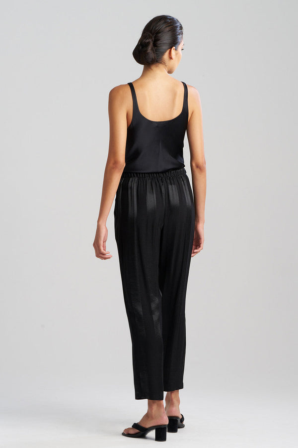 Natori Satin Jacquard Stripe Pants Black