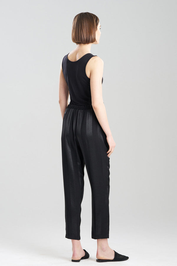 Natori Satin Jacquard Stripe Pants Black