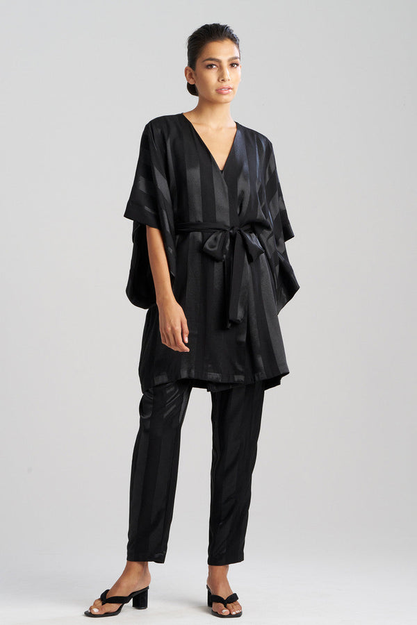 Natori Satin Jacquard Stripe Wrap Black