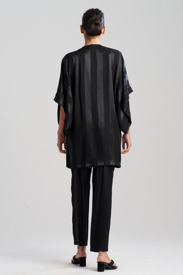 Natori Satin Jacquard Stripe Wrap Black