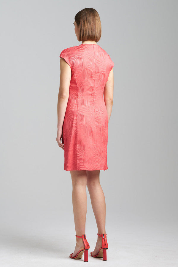 Natori Scroll Jacquard Shift Dress Coral Peach