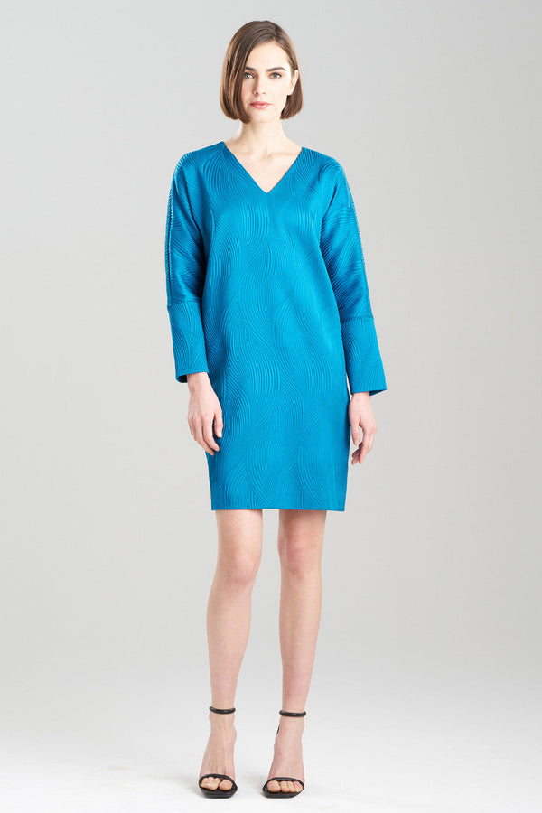 Natori Scroll Jacquard Wedge Dress Teal