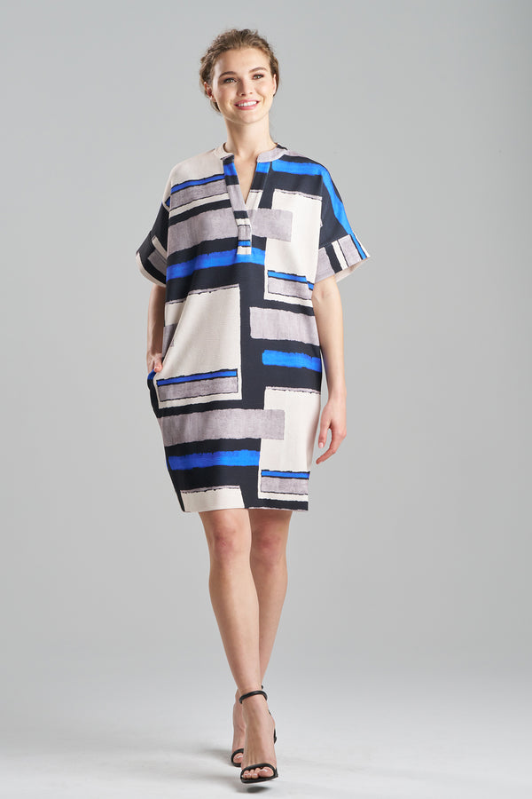 Natori Scuba Crepe Pleated Dress Imperial Blue