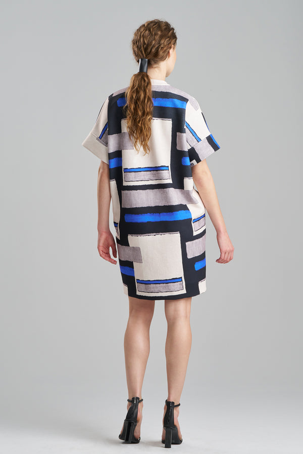 Natori Scuba Crepe Pleated Dress Imperial Blue