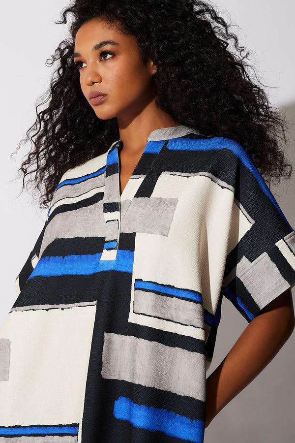 Natori Scuba Crepe Pleated Dress Imperial Blue