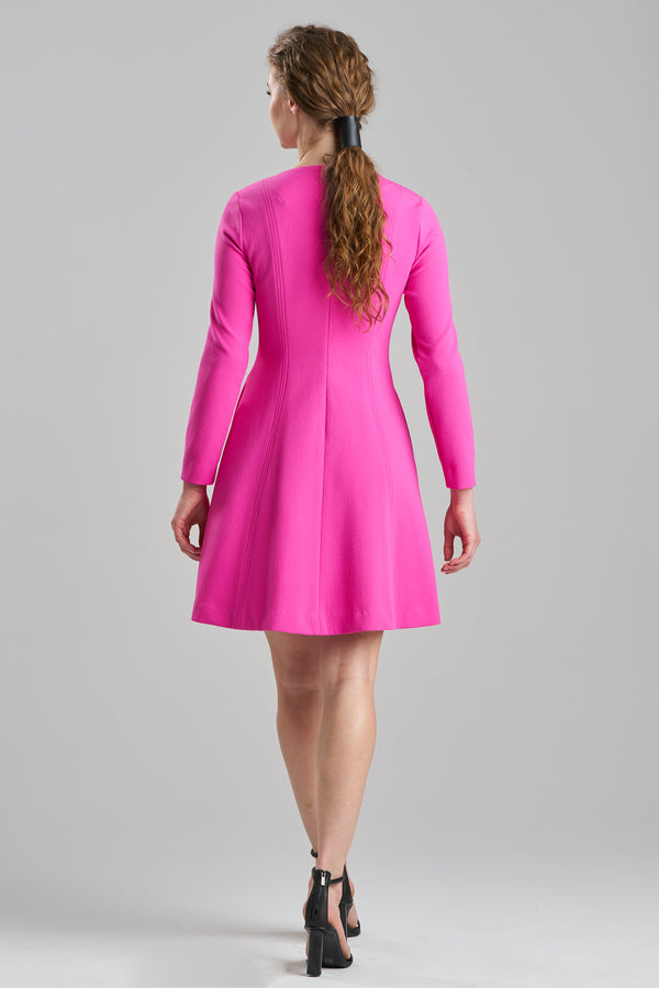 Natori Scuba Crepe Pleated Dress Rose Pink