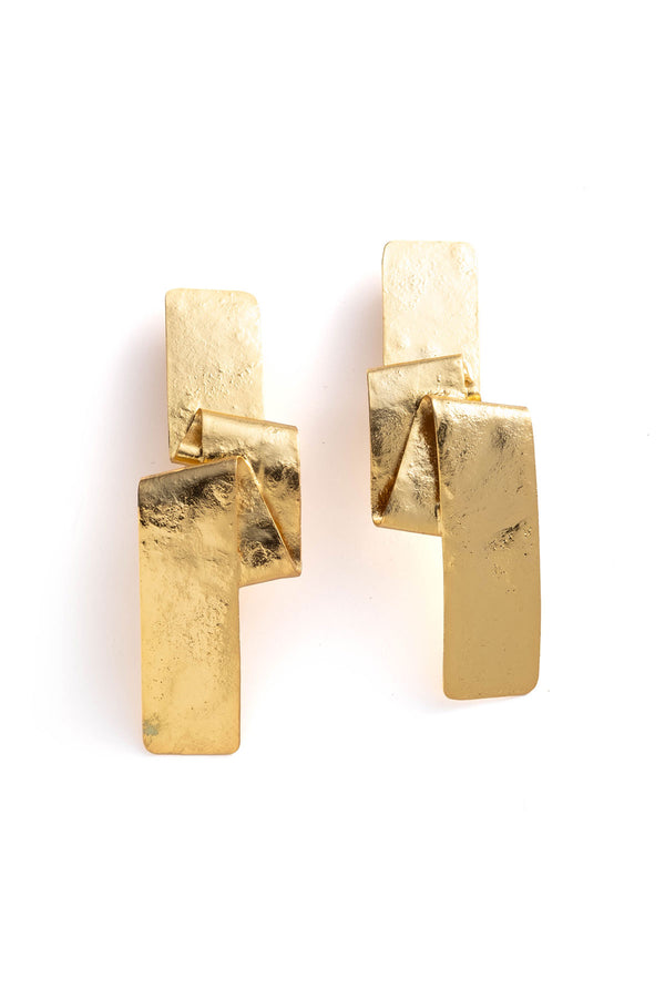 natori Sculptural Gold Plated Brass Earrings Gold