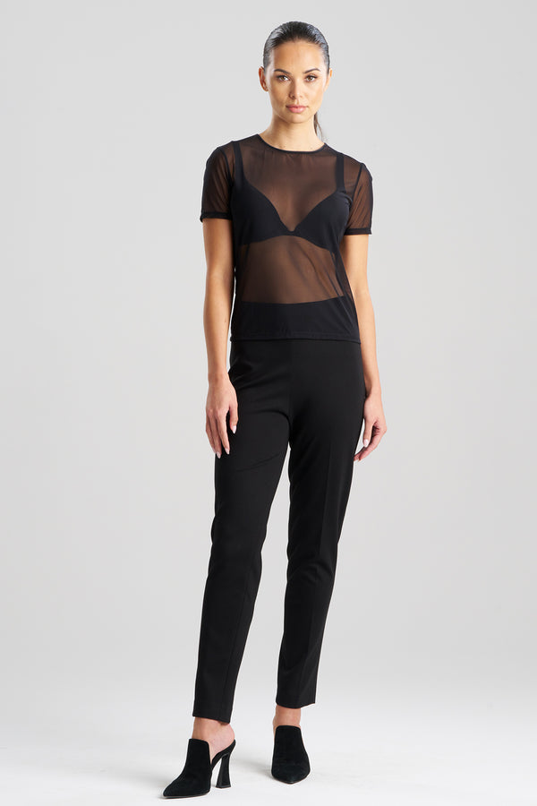 Natori Seduction Mesh T-Shirt Top Black