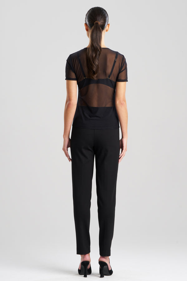 Natori Seduction Mesh T-Shirt Top Black