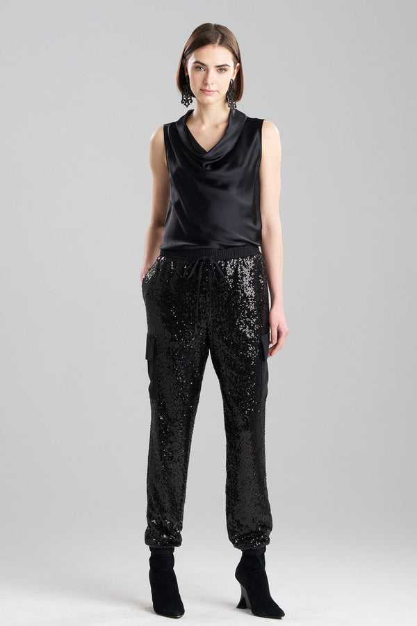 Natori Sequins Cargo Joggers Black