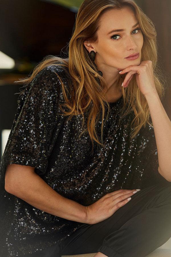 natori Sequins Top Black