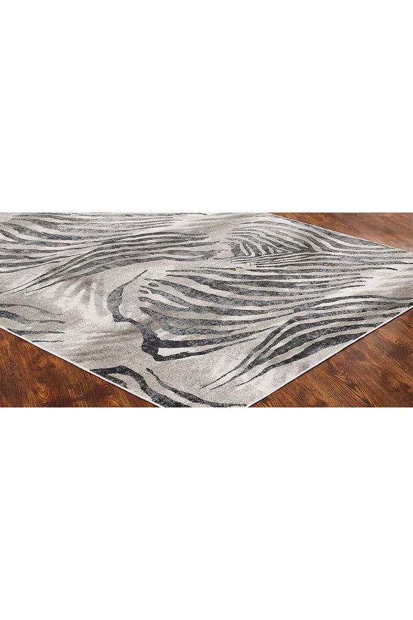 Natori Serengeti- Charcoal Zebra Rug Grey