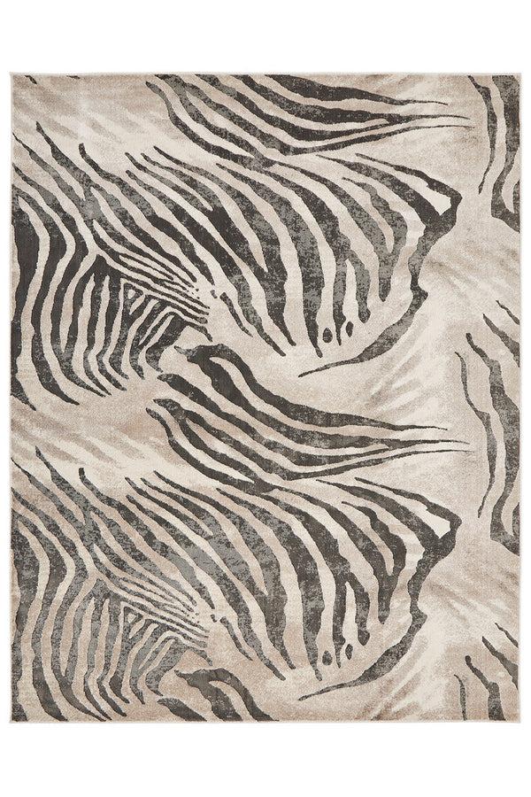 natori Serengeti- Charcoal Zebra Rug Grey
