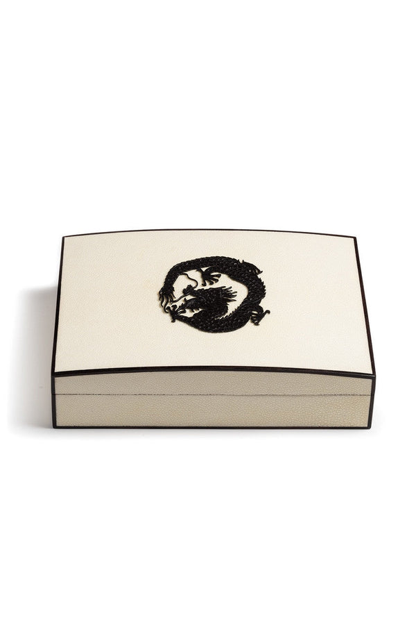 natori Shagreen Dragon Box White W/ Black